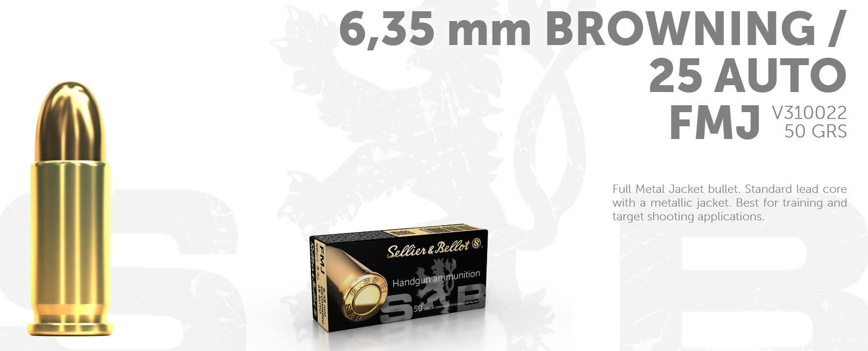 S&B .25 AUTO FMJ 50 Grain (6,35mm) 50 ptr