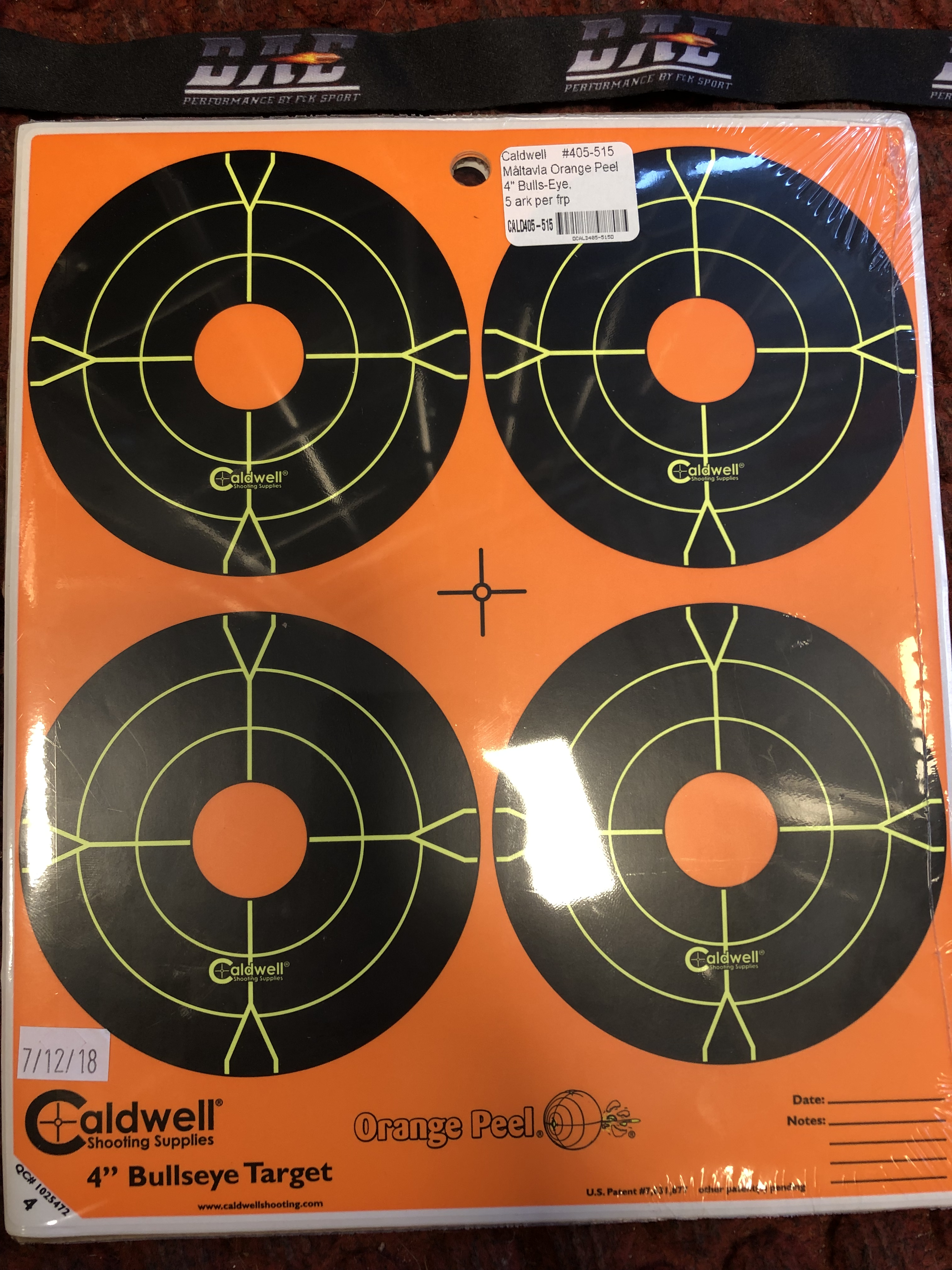 Caldwell Måltavla Orange Peel 4&quot; Bulls-Eye, 5 ark/