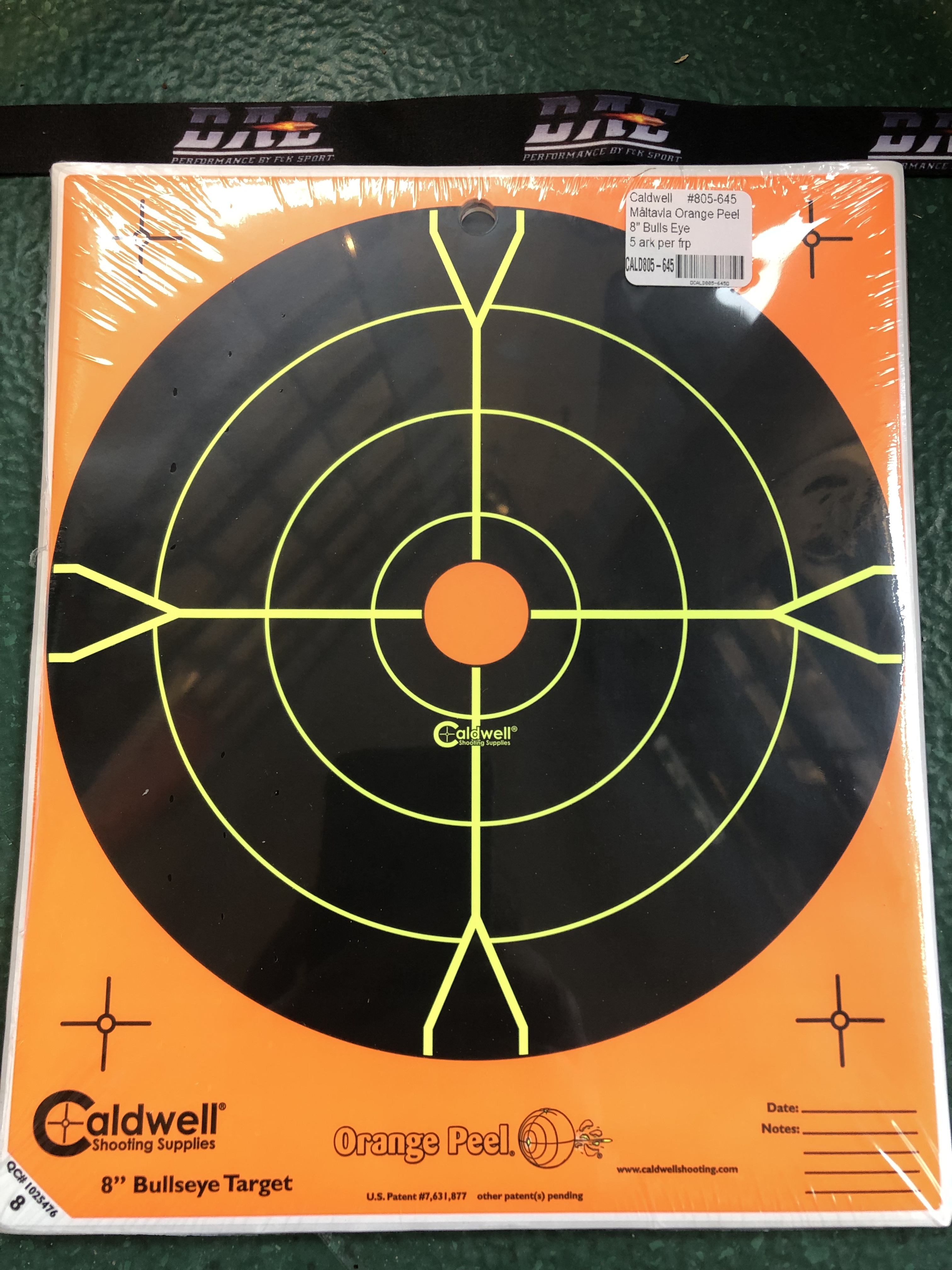 Caldwell Måltavla Orange Peel 8&quot; Bulls-Eye, 5 ark/