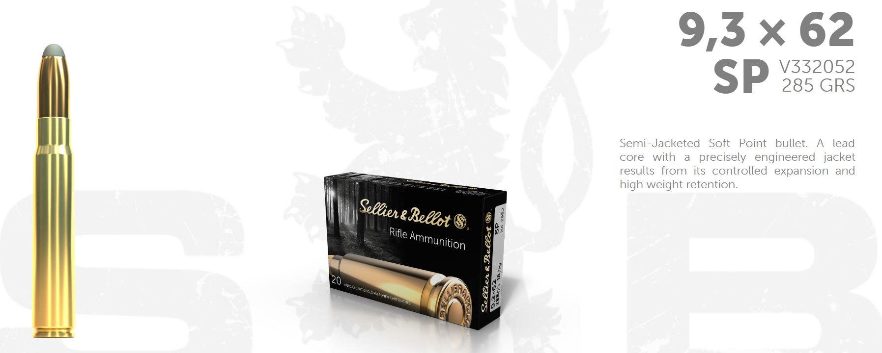 S&B 9,3x62 285Grs/ 18,5G SP, 20 ptr