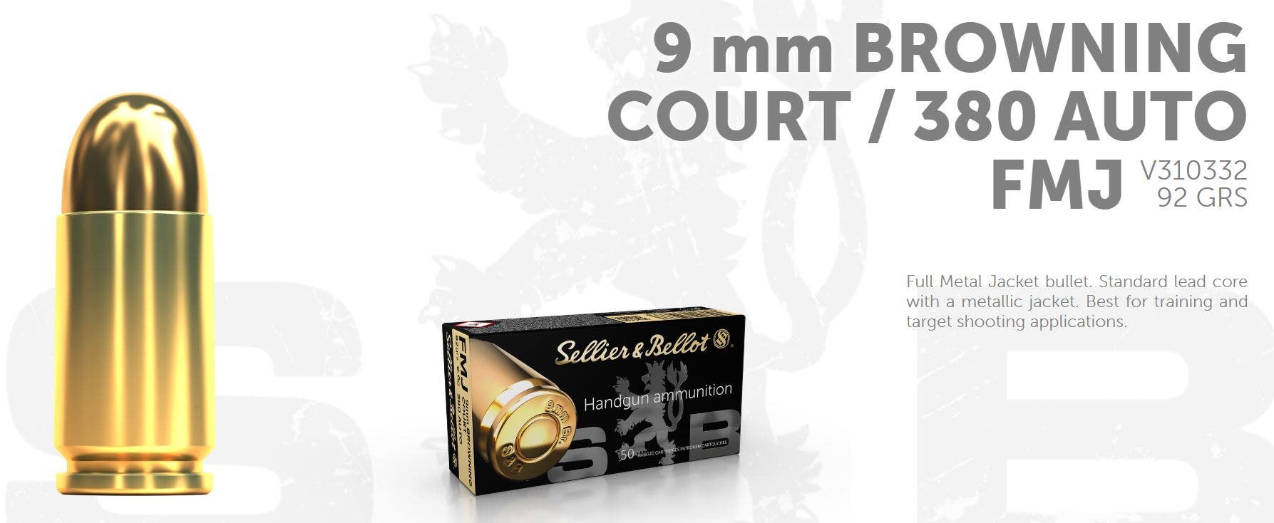 S&B .380 ACP 92 Grain FMJ 50 ptr