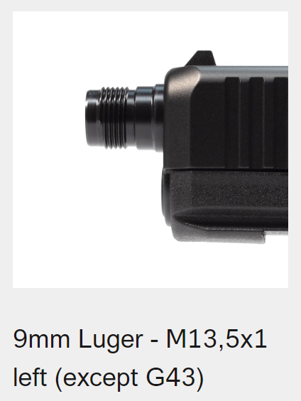 Glock Pipa G17 Gen5 / G47 / G49 9x19 12,8cm Thread