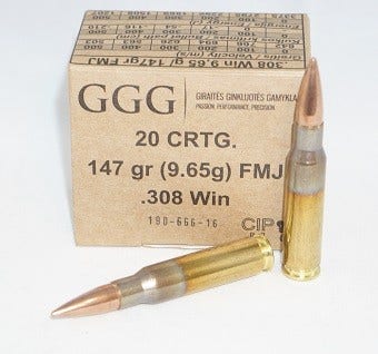 GGG .308W 147G FMJ 20 ptr GPX11