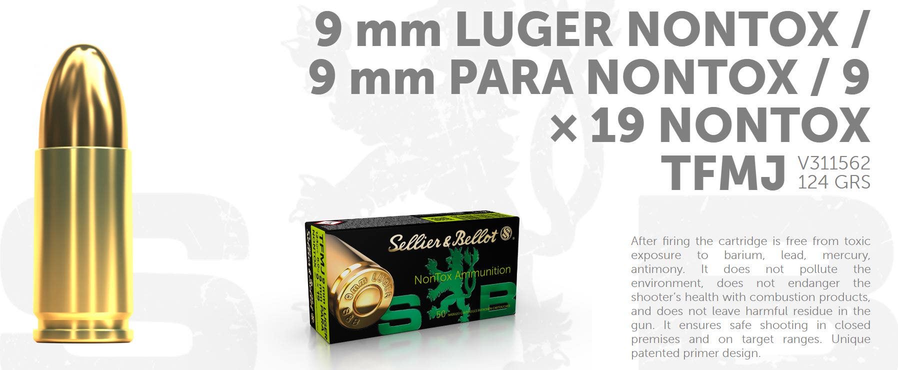 S&B 9x19 124G NONTOX TFMJ 50 ptr
