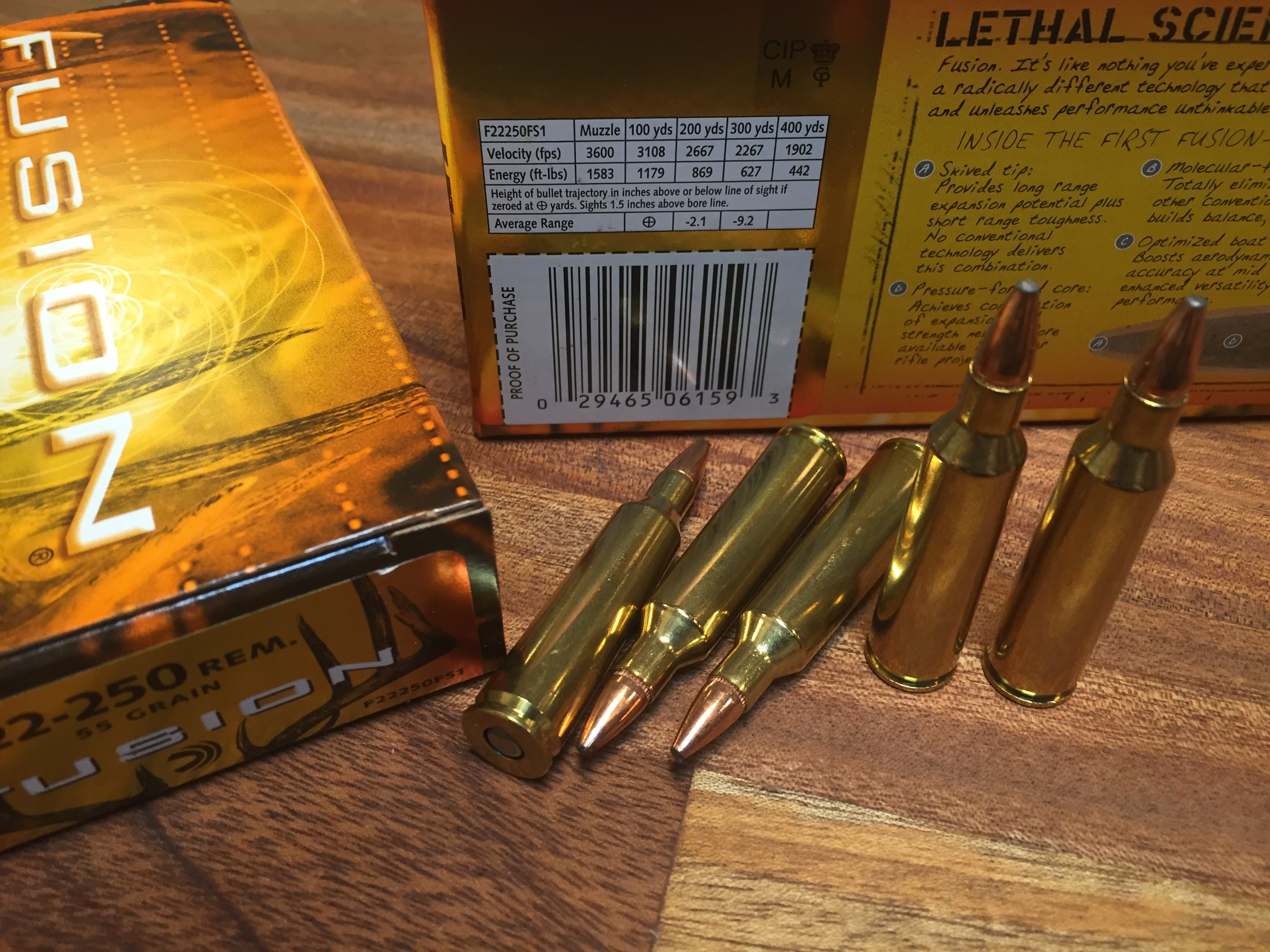 FEDERAL FUSION .22-250R 55G SP 20 rd