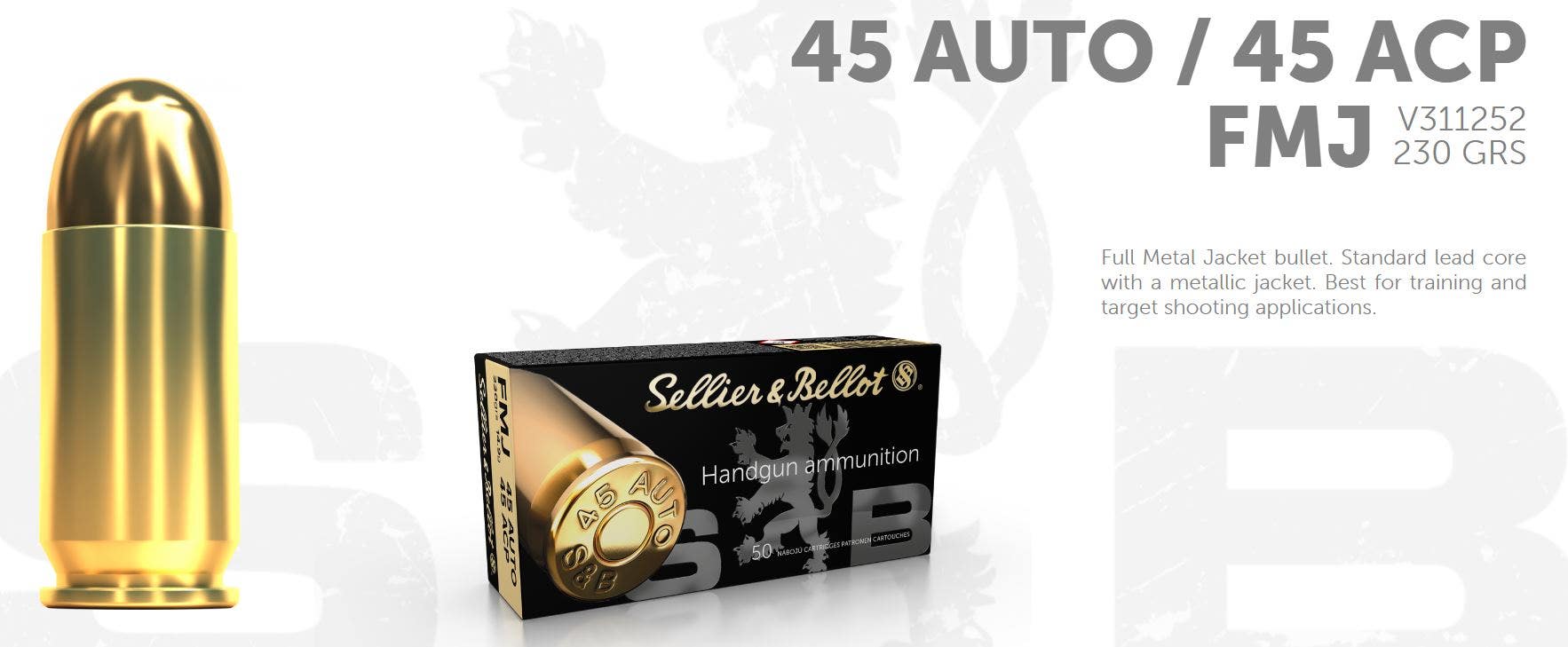 S&B .45 ACP 230G FMJ 50 ptr