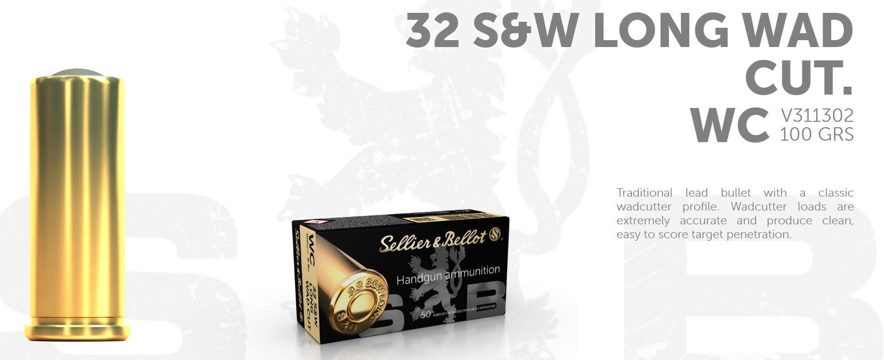 S&B .32 S&W LONG 100G WC 50 ptr