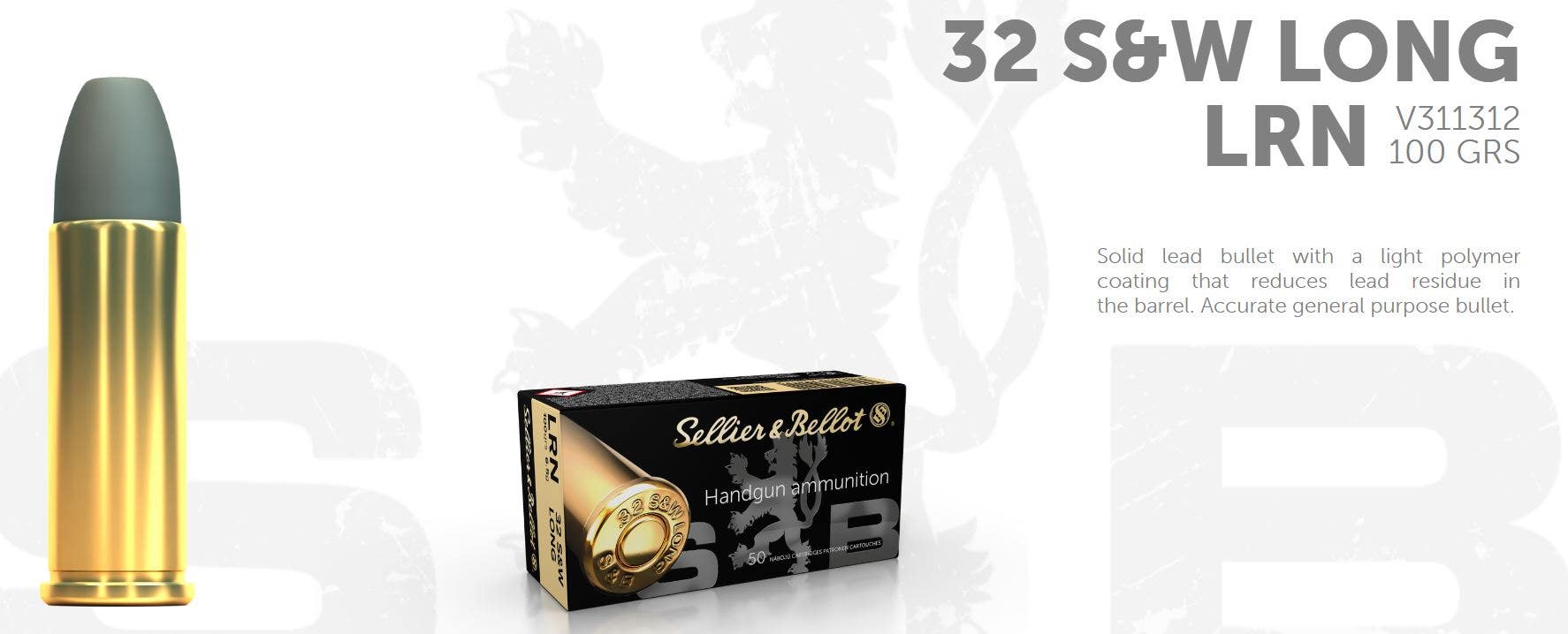 S&B .32 S&W LONG 100G LRN 50 ptr