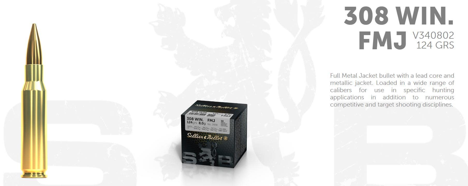 S&amp;B .308W 124Gr / 8,0G FMJ, 50 ptr, VM-PATRON