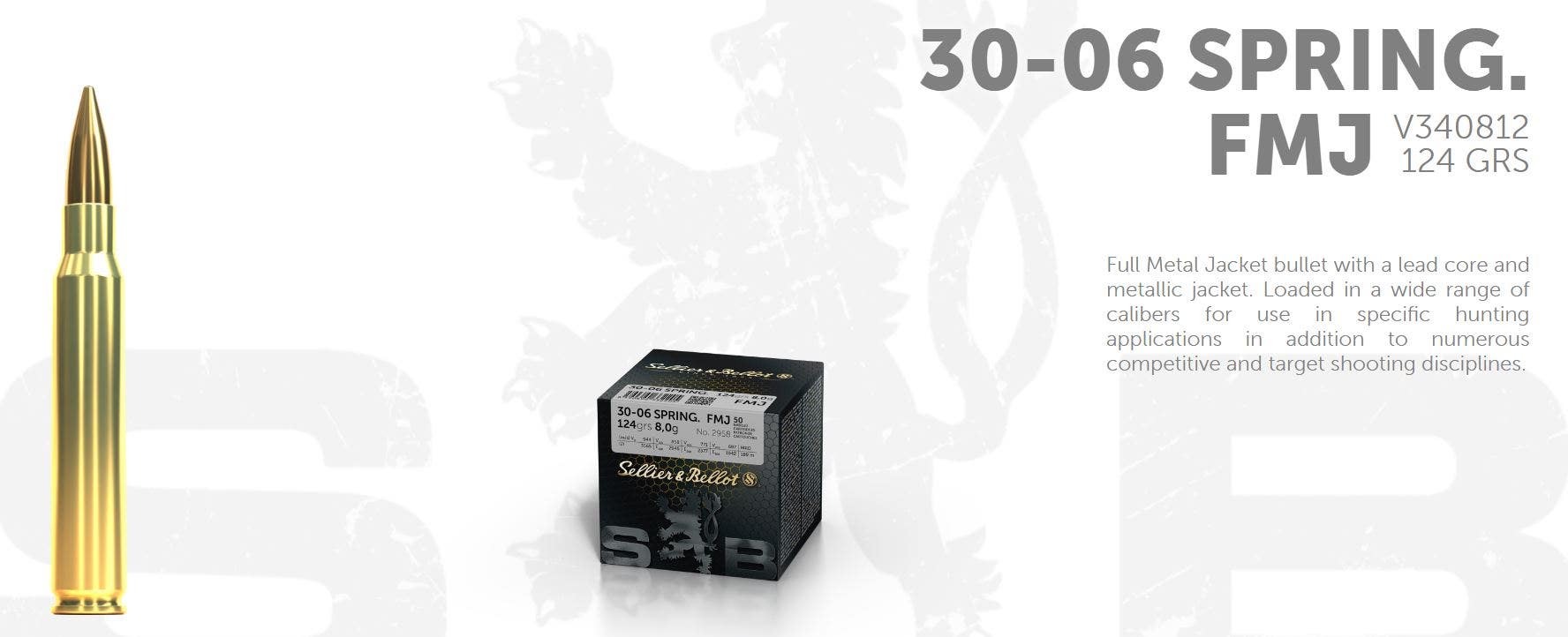 S&B .30-06 SPRG 124G FMJ, 50 ptr