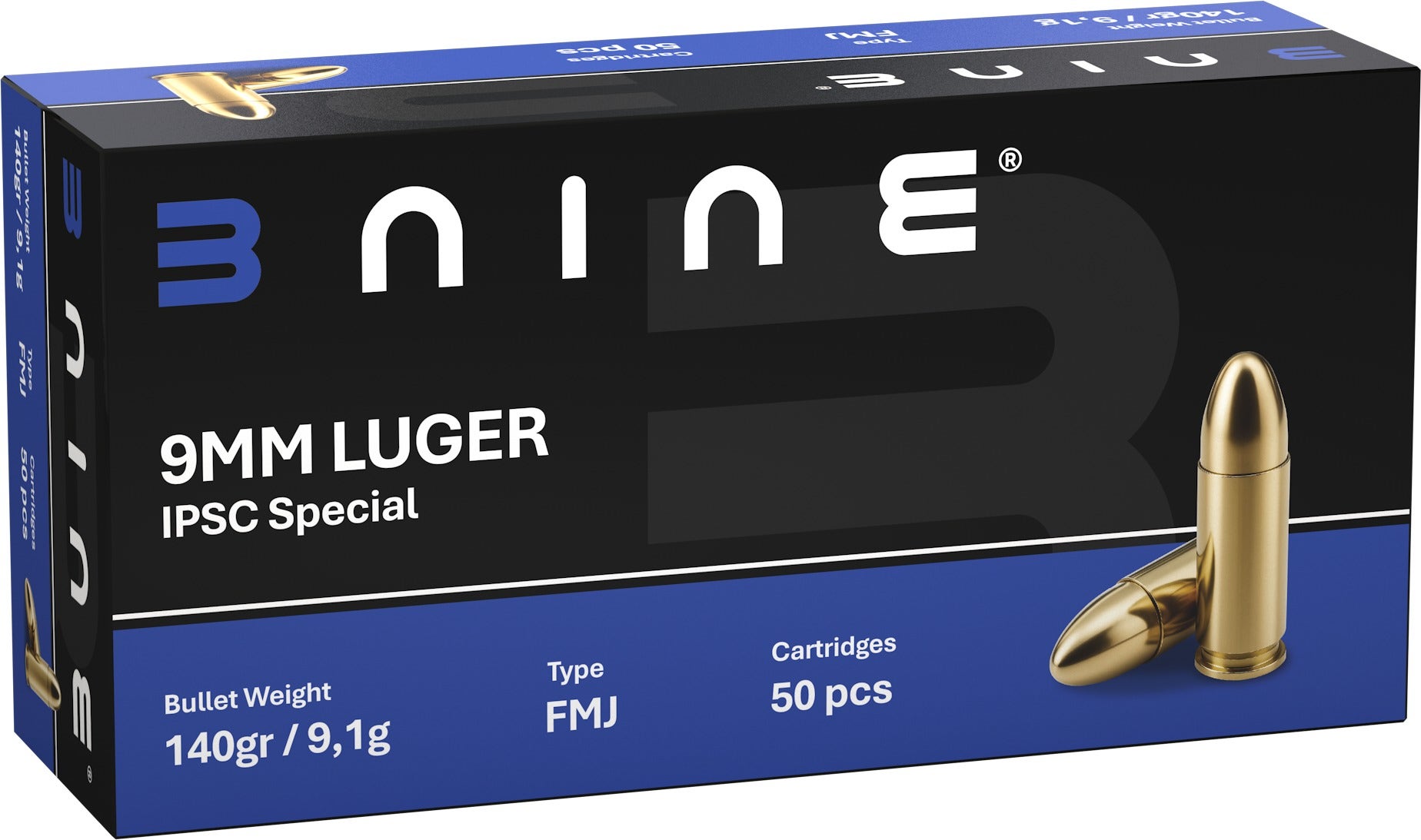 B Nine 9x19 140gr IPSC Special FMJ Subsonic 50 ptr