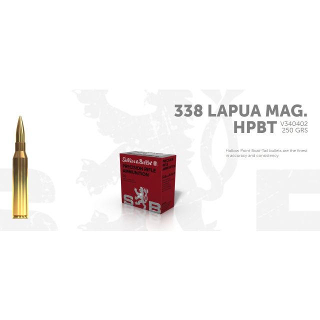 S&B 338 Lapua Mag 250gr HPBT MATCH 10 ptr
