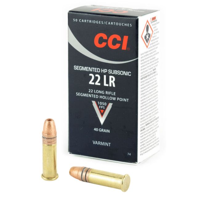 CCI .22 Lr, Segmented HP Subsonic 40G, 50 ptr (74)