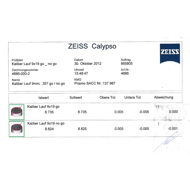 Gauge Barrel 9x19 'go/no go'
