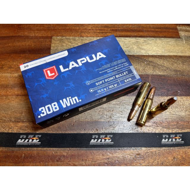 Lapua .308W MEGA 12 Gram / 185 Grain SP JAKTAMMUNI