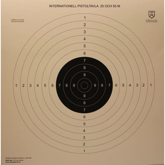 Nationell Pistoltavla med slitsar, 60x60 cm