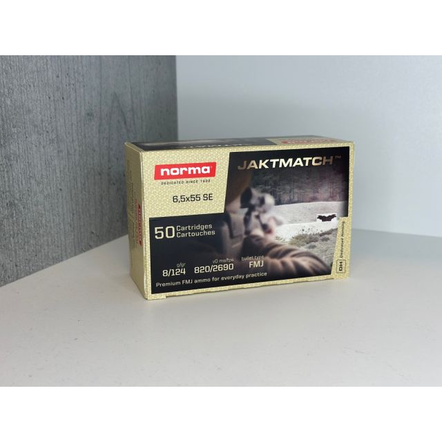 Norma 6,5x55 JAKTMATCH FMJ 124G, 8Gram 50 ptr