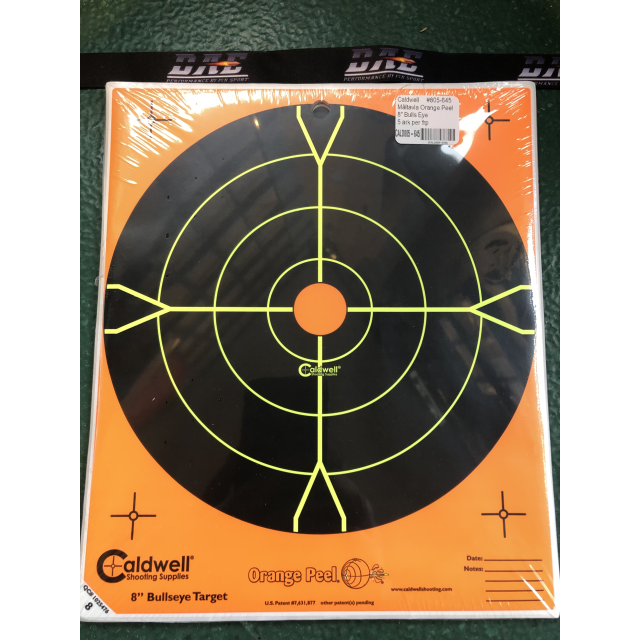 Caldwell Måltavla Orange Peel 8" Bulls-Eye, 5 ark/