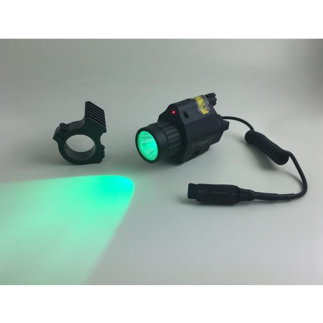 Vapenlampa GRÖN LED 750 Lumen / Laser RÖD