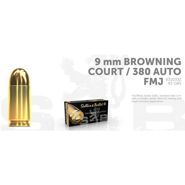 S&B .380 ACP 92 Grain FMJ 50 ptr