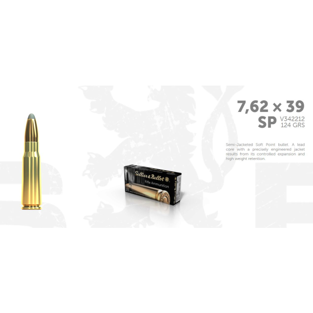 S&B 7,62x39 124 SP, 8,0G 20 ptr JAKT