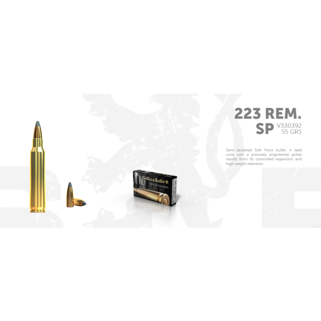 S&B .223R 55G SP, Soft Point 20 ptr