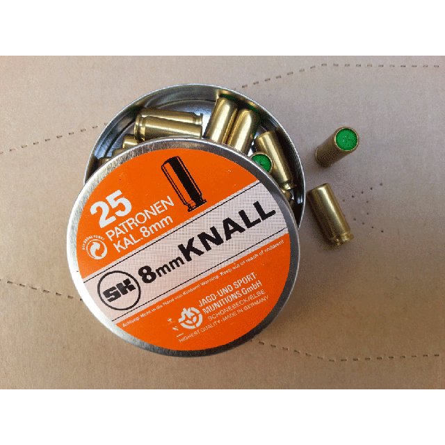 Knallpatron 8 mm Blank 25rd, PISTOLAMMO