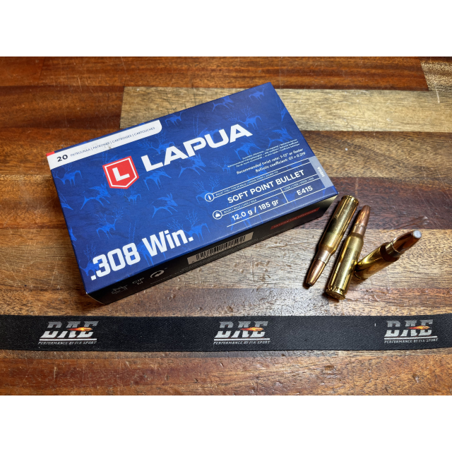 Lapua .308W MEGA 12 Gram / 185 Grain SP JAKTAMMUNI