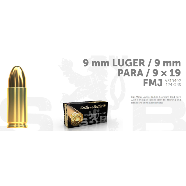 S&B 9x19 115G FMJ 50 ptr
