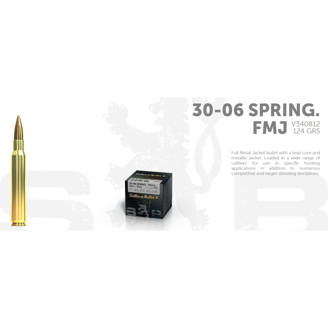 S&B .30-06 SPRG 124G FMJ, 50 ptr