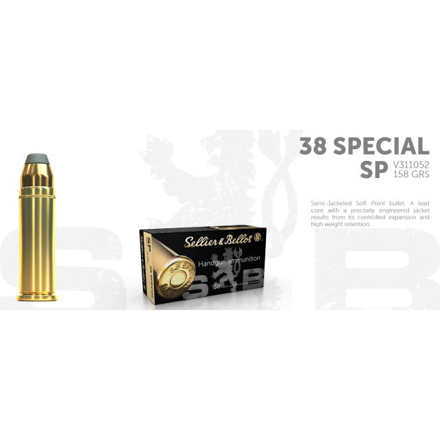 S&B .38 SPL 158G SP 50 ptr