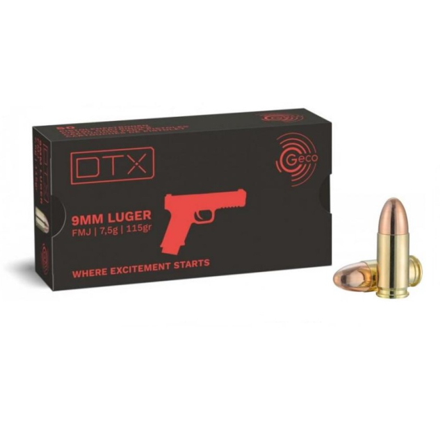 GECO 9x19 115 Grain DTX FMJ, 50 ptr