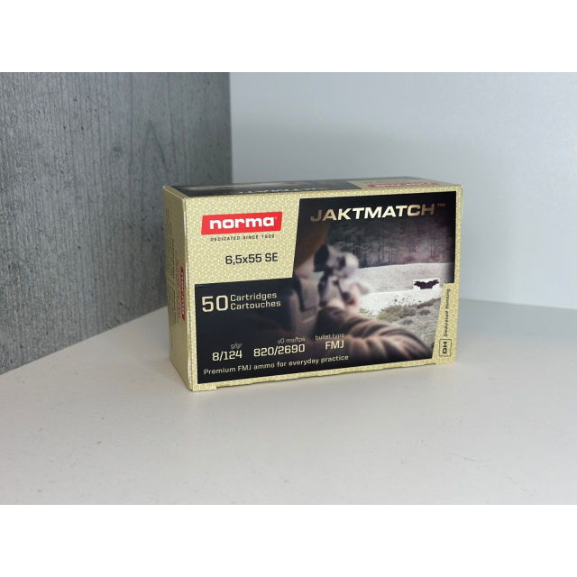Norma 6,5x55 JAKTMATCH FMJ 124G, 8Gram 50 ptr