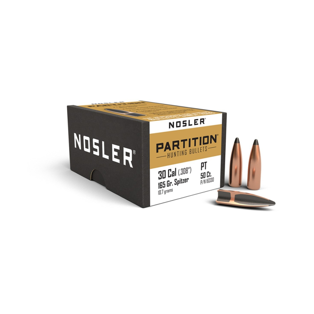 NOSLER Partition Hunting .30 Cal (.308") 165 Gr Spritzer 50 kulor