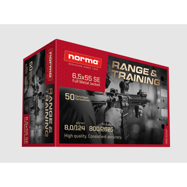 Norma 6.5x55 Range & Training 8g/124gr FMJ 50 ptr