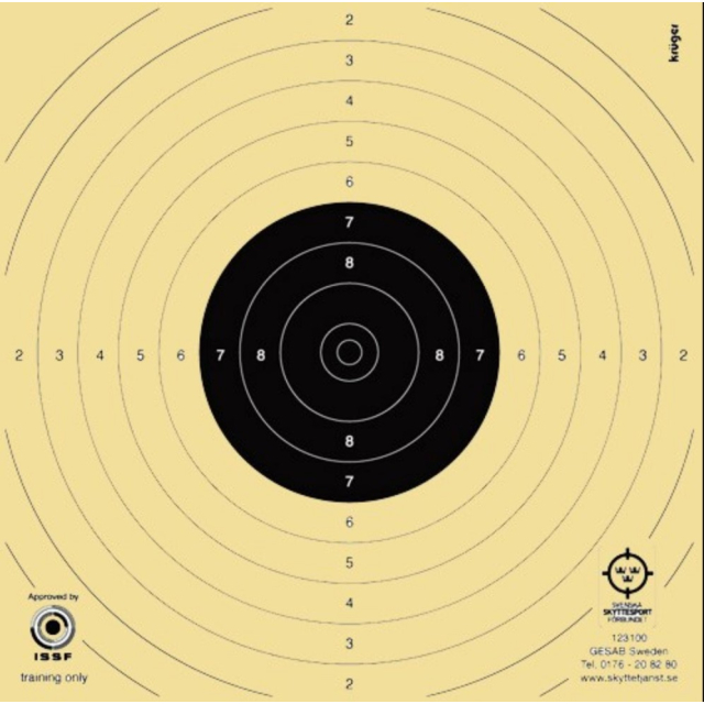 Luftpistoltavla  14x14 cm, 10m, 250 st
