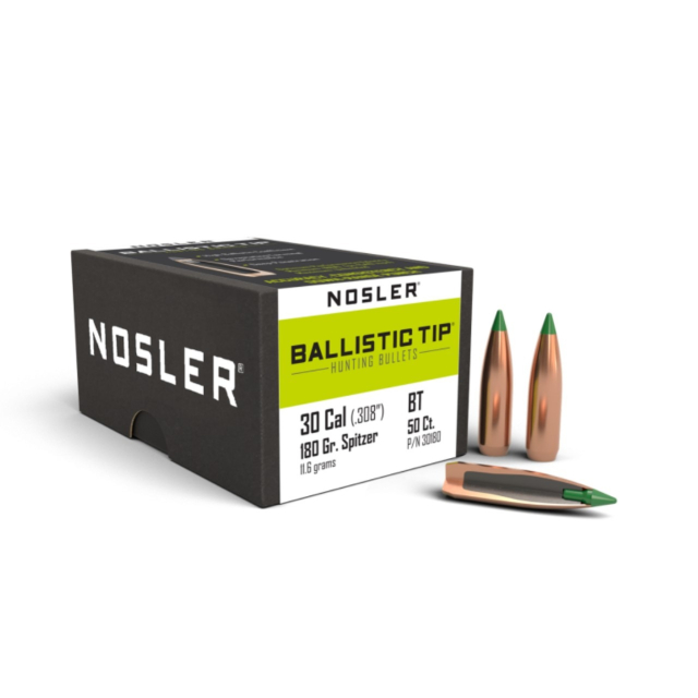 NOSLER Ballistic Tip Hunting .30 Cal (.308") 180 Gr, 50 kulor