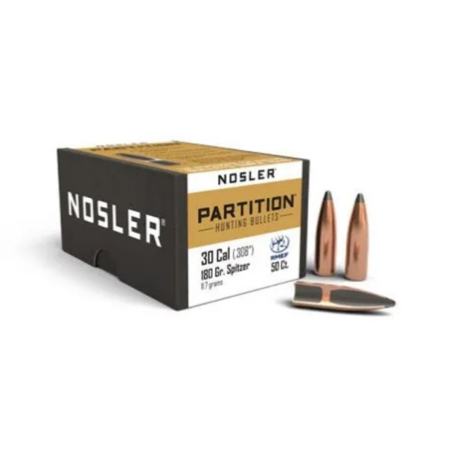 NOSLER Partition Hunting .30 Cal (.308") 180Gr Spritzer 50 kulor