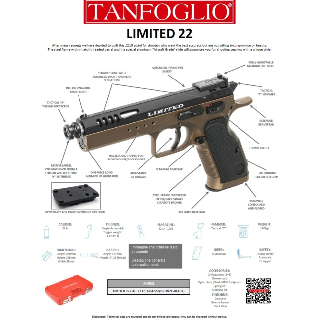 TANFOGLIO LIMITED CAL..22LR DUOTONE 