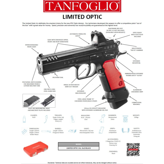 TANFOGLIO LIMITED OPTIC 9X19 K LF 2026