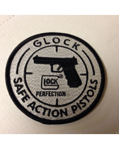 Glock Patch Silver/black, Tyg 9cm diameter