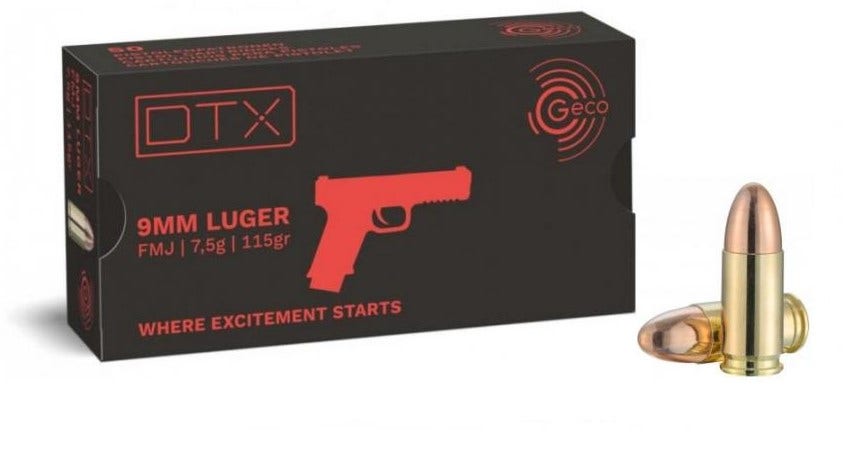 GECO 9x19 115 Grain DTX FMJ, 50 ptr