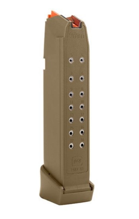 Glock magasin G19X +2 = G17+2 (19rds) 9x19 COYOTE / ORANGE FOLLOWER