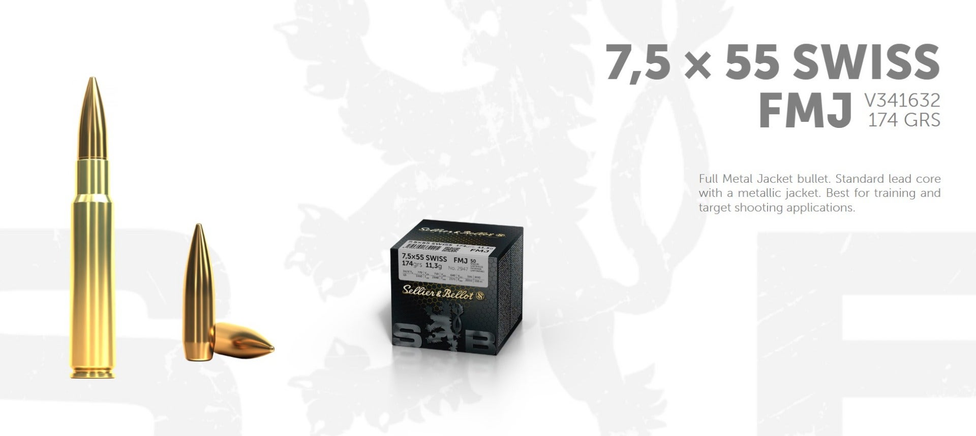 S&B 7,5x55 174gr/11,3g FMJ 50 ptr